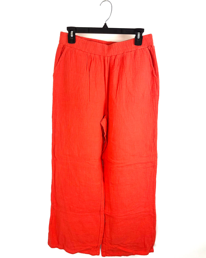 Dark Coral Flowy Wide Leg Pants - Size 6/8
