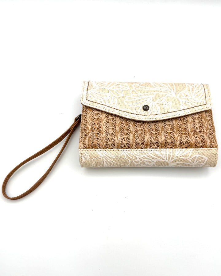 Cream Woven Crossbody Bag/Wristlet