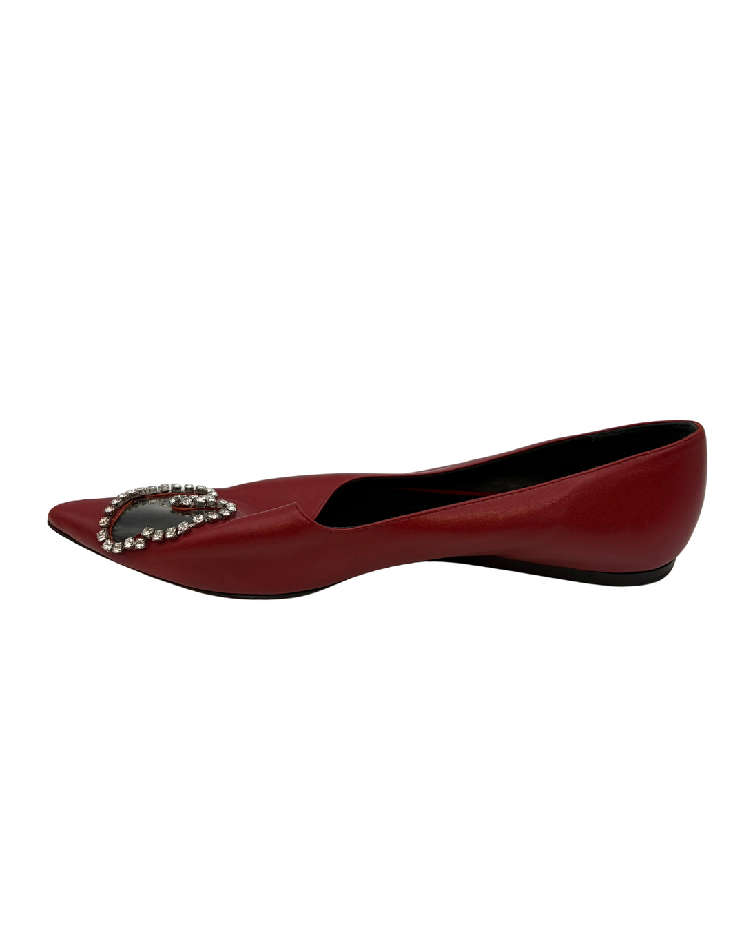 Berry Red and Clear Rhinestone Toe Flats - Size 40