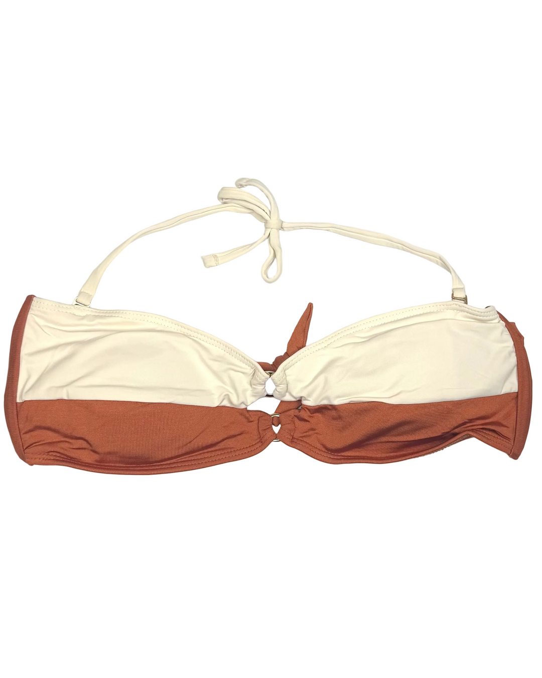 Ivory & Burnt Orange Convertible Bikini Top - Small