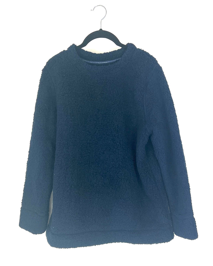 Navy Blue Sherpa Top - Size 6/8