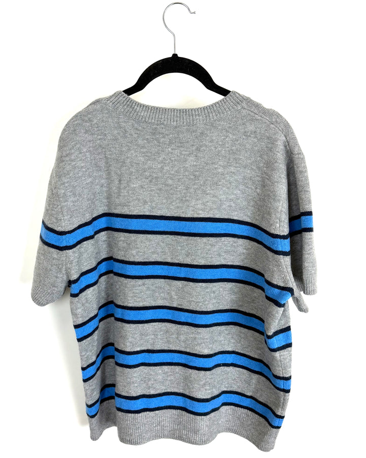 Blue & Gray Striped Knit Top - Size 16W-18W
