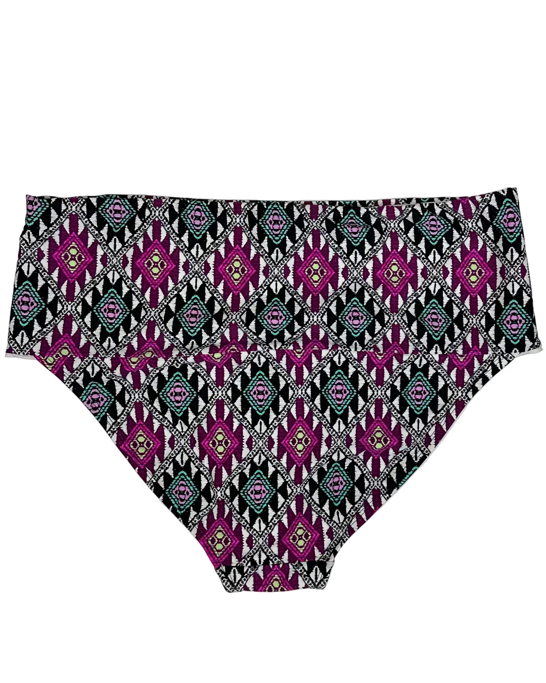 White Geometric Print Bikini Bottom - 2X