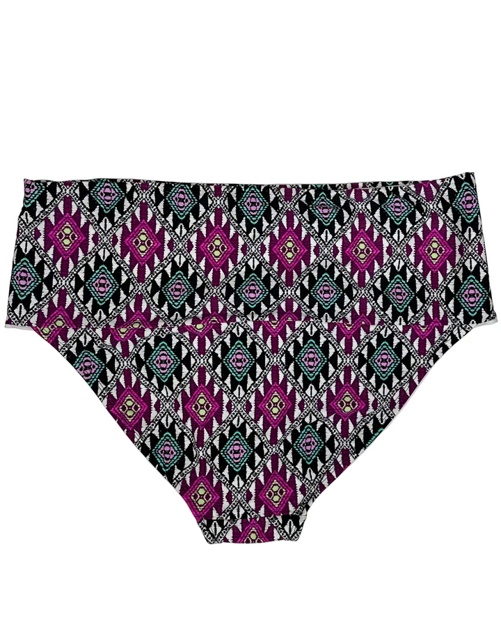 White Geometric Print Bikini Bottom - 2X