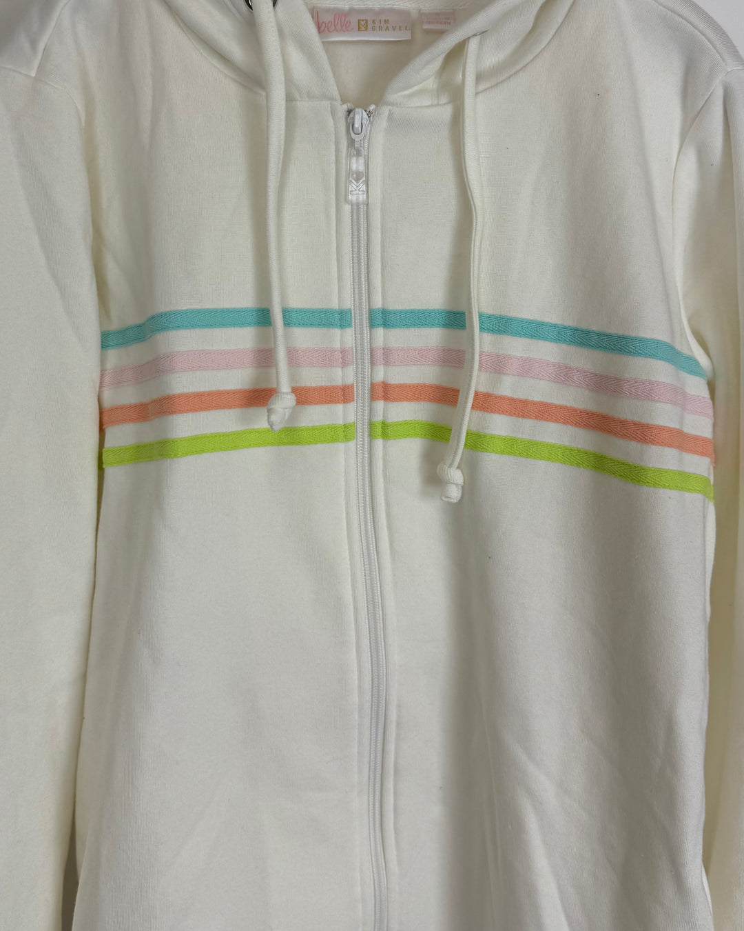 White Striped Zip Up Jacket - Size 6/8