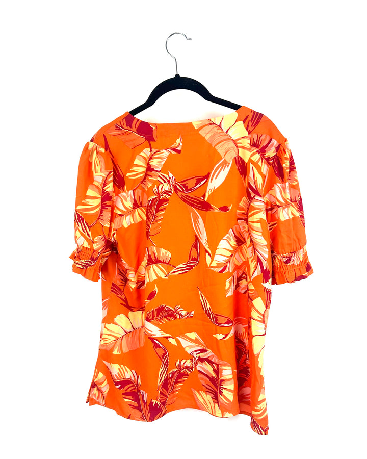 Orange Tropical Print Top- Size 6/8
