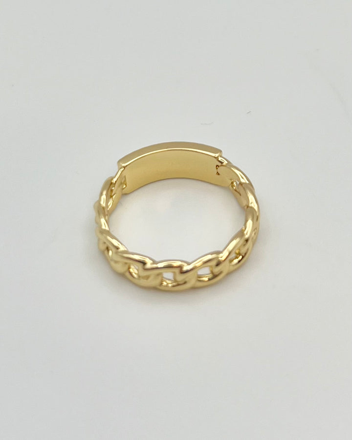 Gold Chain & Rhinestone Ring - Size 6