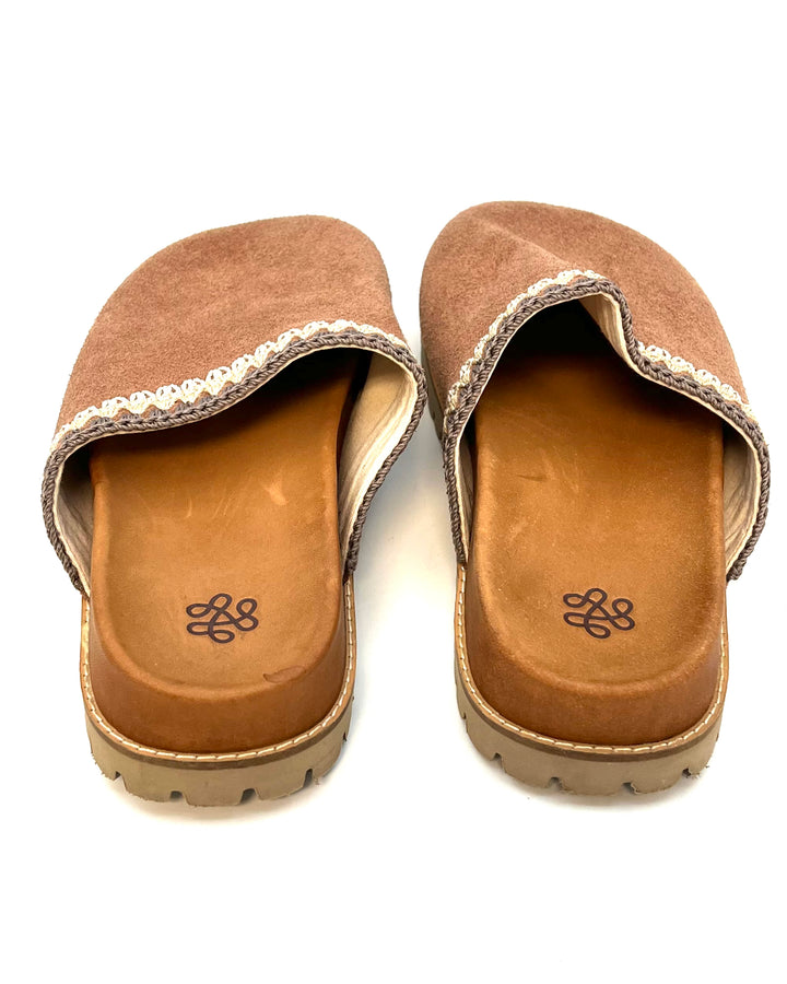 Peanut Brown Suede Clogs - Size 7, 8, 9, 10 and 11