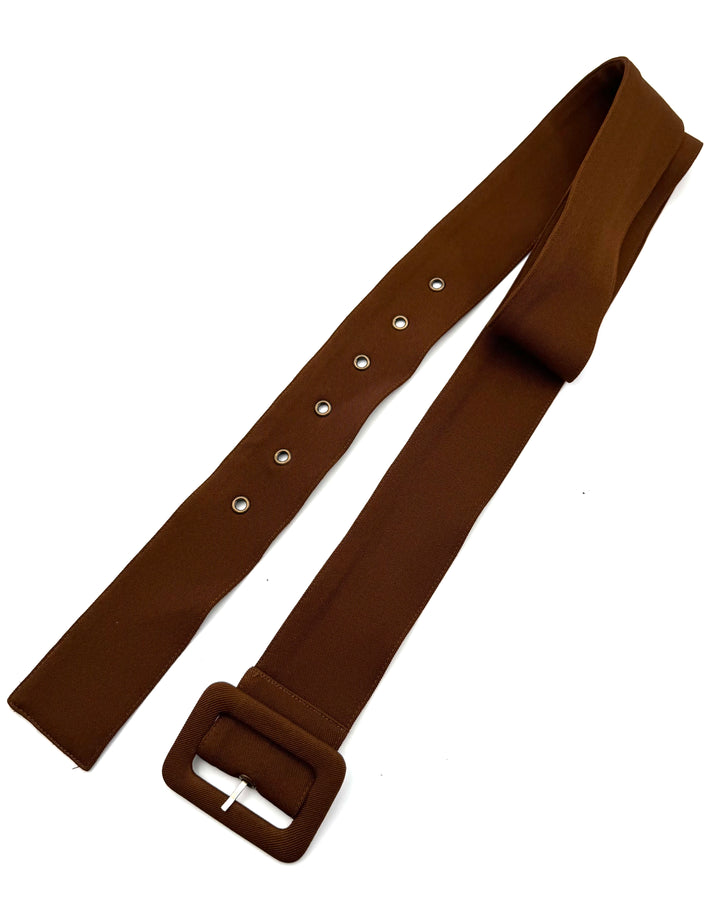 Brown Knit Buckle Belt