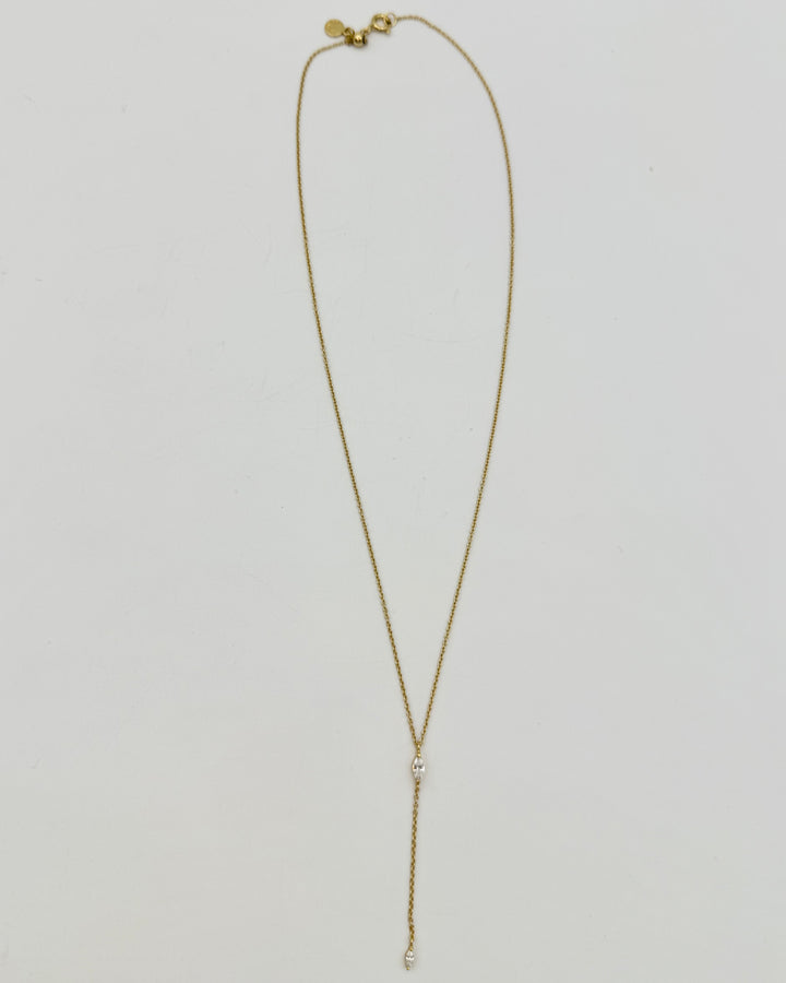 Rhinestone Dainty Gold Dangling Necklace