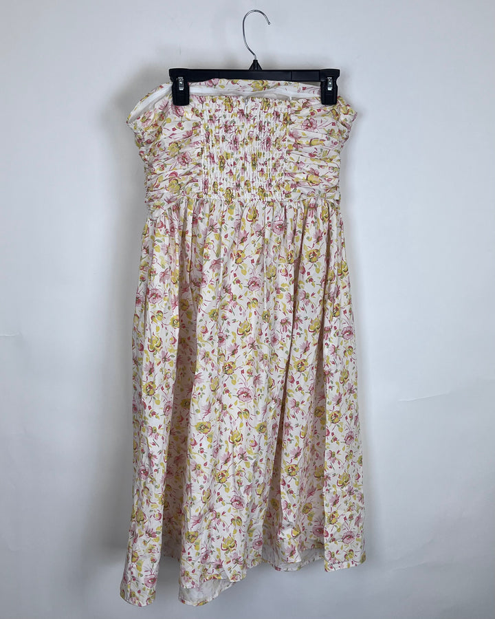 White, Yellow and Pink Floral Dress - Size 14/16