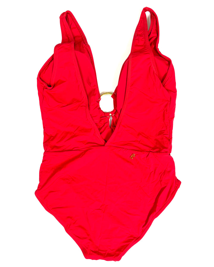 Cherry Red V-Neck One Piece Swimsuit - Size 4/6