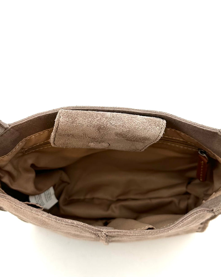 Mushroom Brown Suede Mini Crossbody Bag