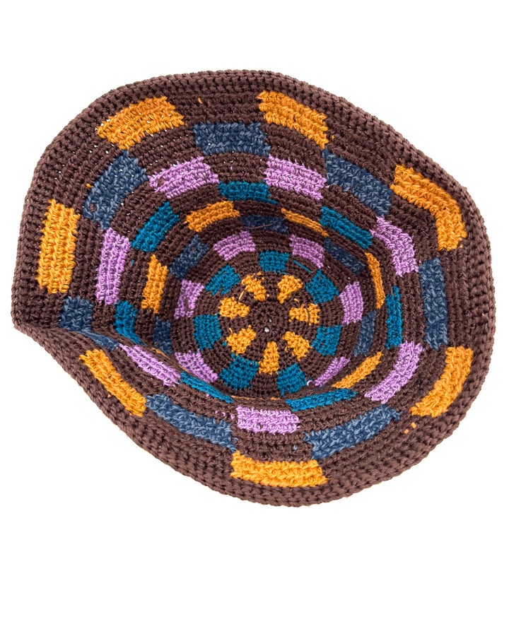 Brown Checkered Bucket Hat