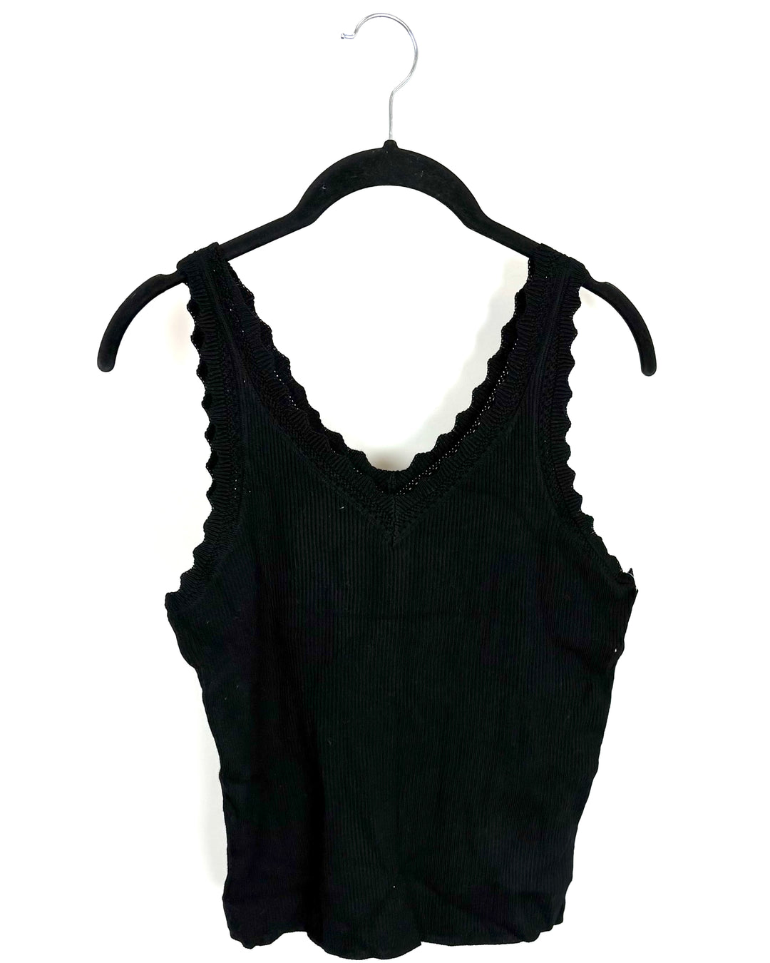 Black Patterned Trim Tank Top - Size 4/6