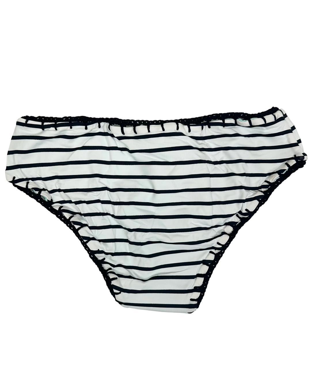 Striped Sky Blue Reversible Crochet Classic Bikini Bottom - XS, M, L, XL