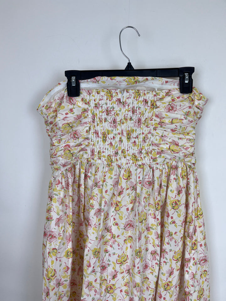 White, Yellow and Pink Floral Dress - Size 14/16