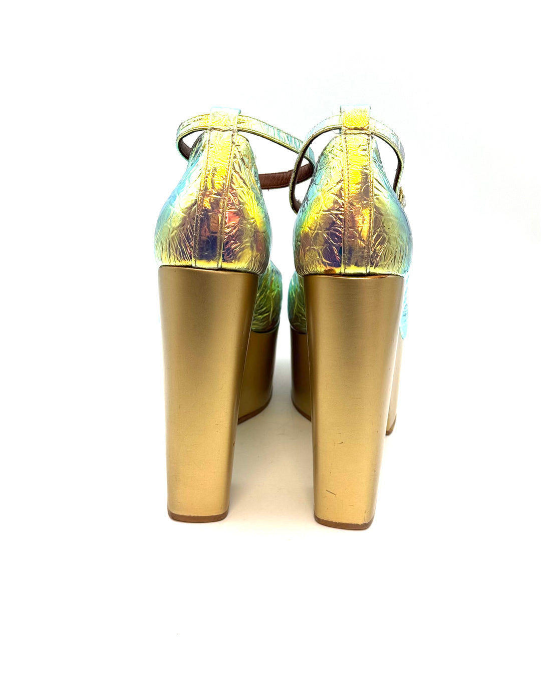 Pink Opalescent Monogram Platform Heel - Size 40