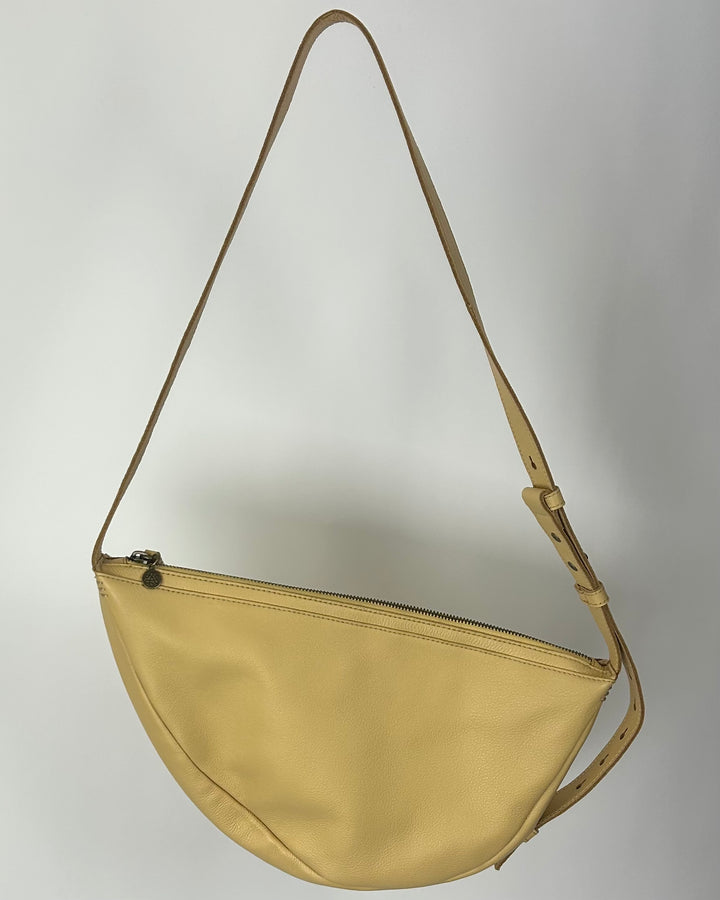 Yellow Leather Crescent Shoulder Bag