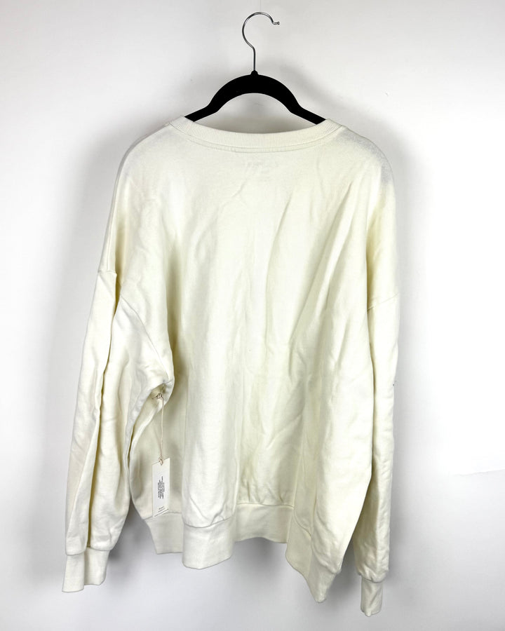 Cream Wish You Were Here Graphic Sweatshirt- Small