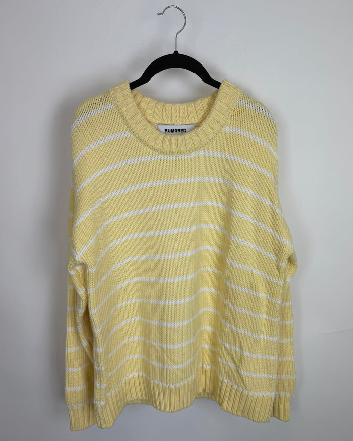 Yellow & White Stripe Sweater - Size 6/8
