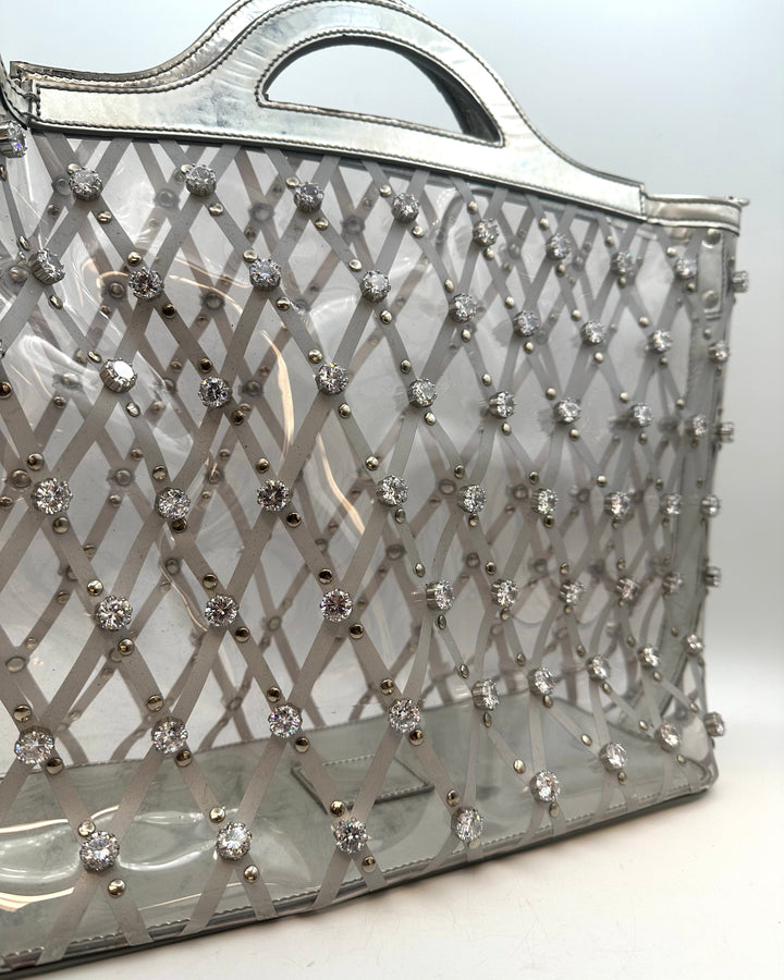 Clear and Silver Gem Stone Tote Bag