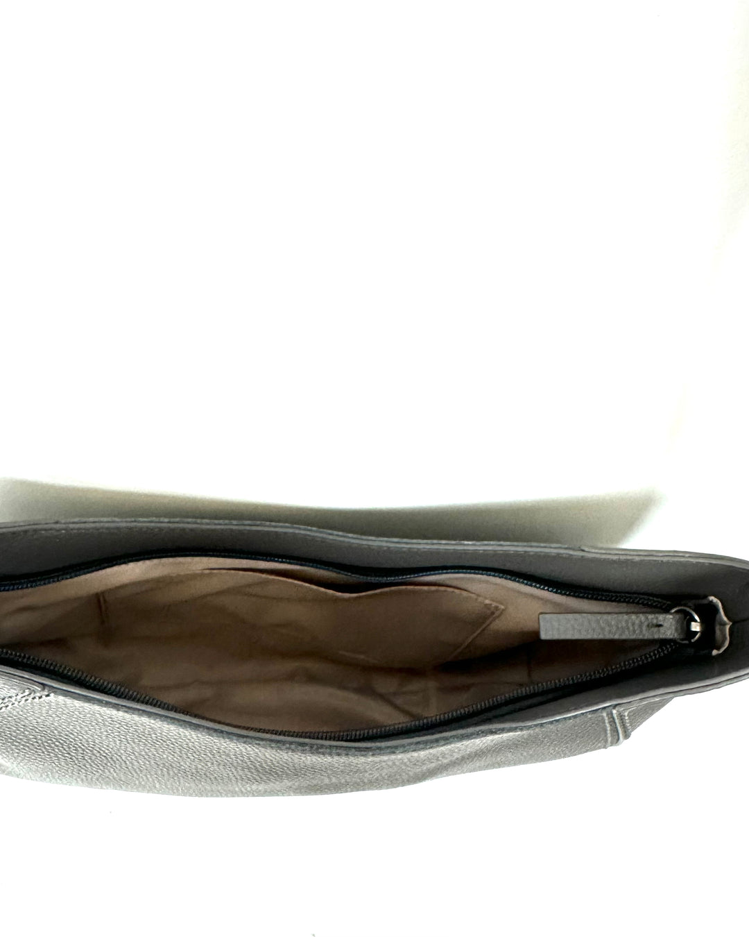 Grey Leather Crossbody Bag