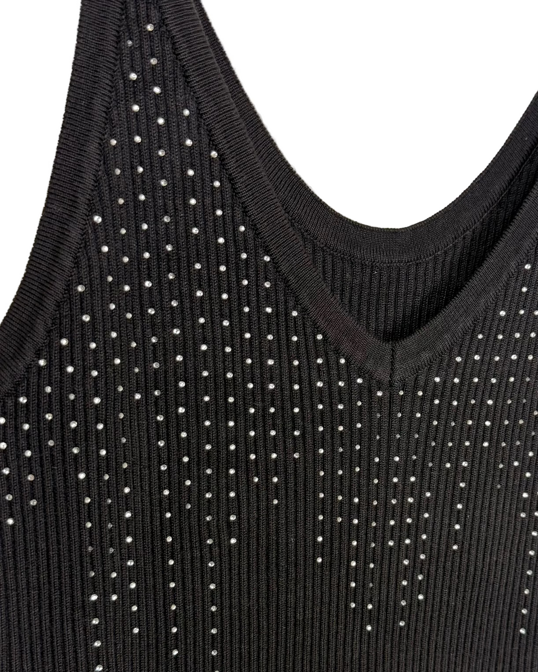 Black Rhinestone Ribbed Dress - Size 2/4