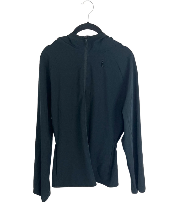 Black Zipup Hooded Windbreaker- Small