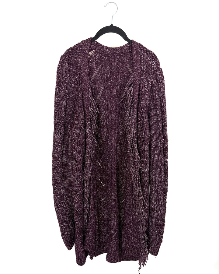 Plum Cable Knit Cardigan- Extra Large