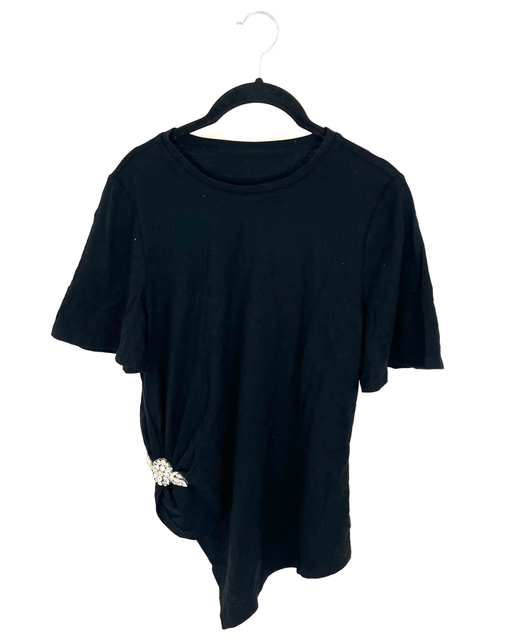 Black Short Sleeve With Beaded Design - Size 2/4
