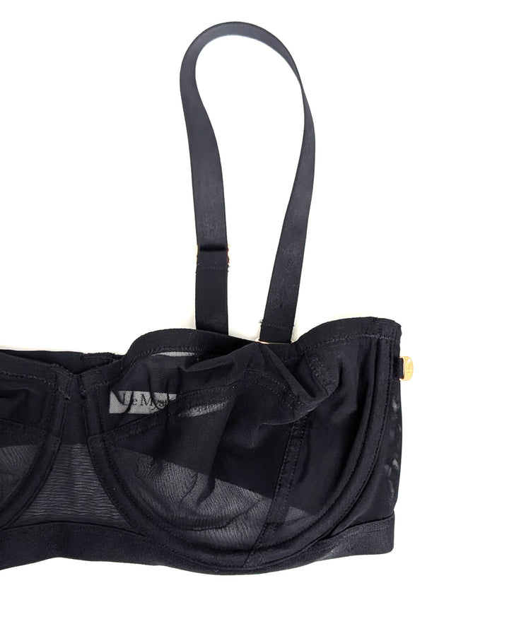 Deep Black Sheer Underwire Bra - 34D