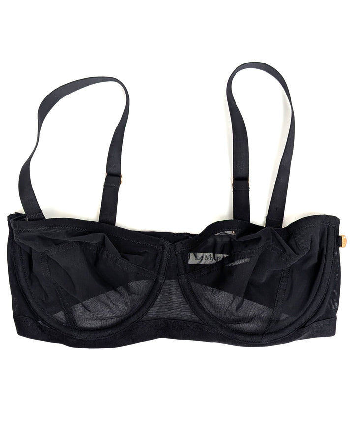 Deep Black Sheer Underwire Bra - 34D