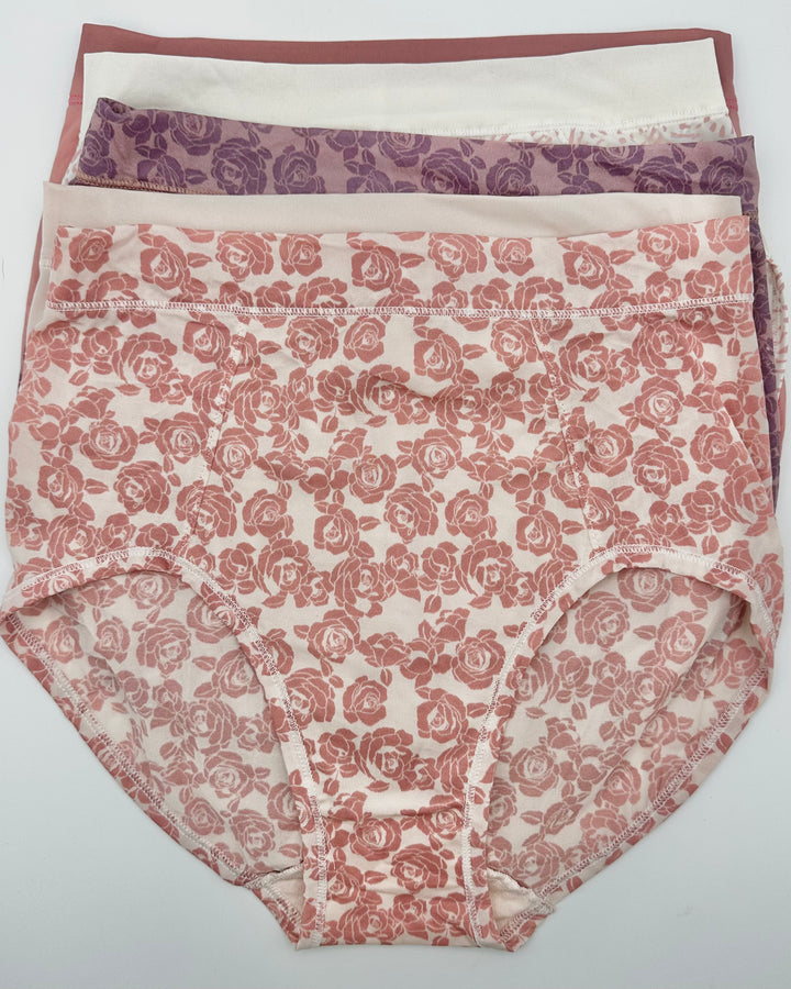 Mauve And Purple High Waist Brief Underwear Pack of 5 - Medium