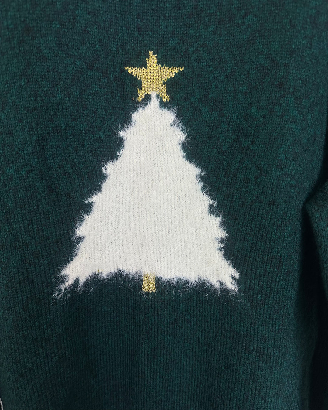 Green Sweater with White Tree Detail- Size 6/8