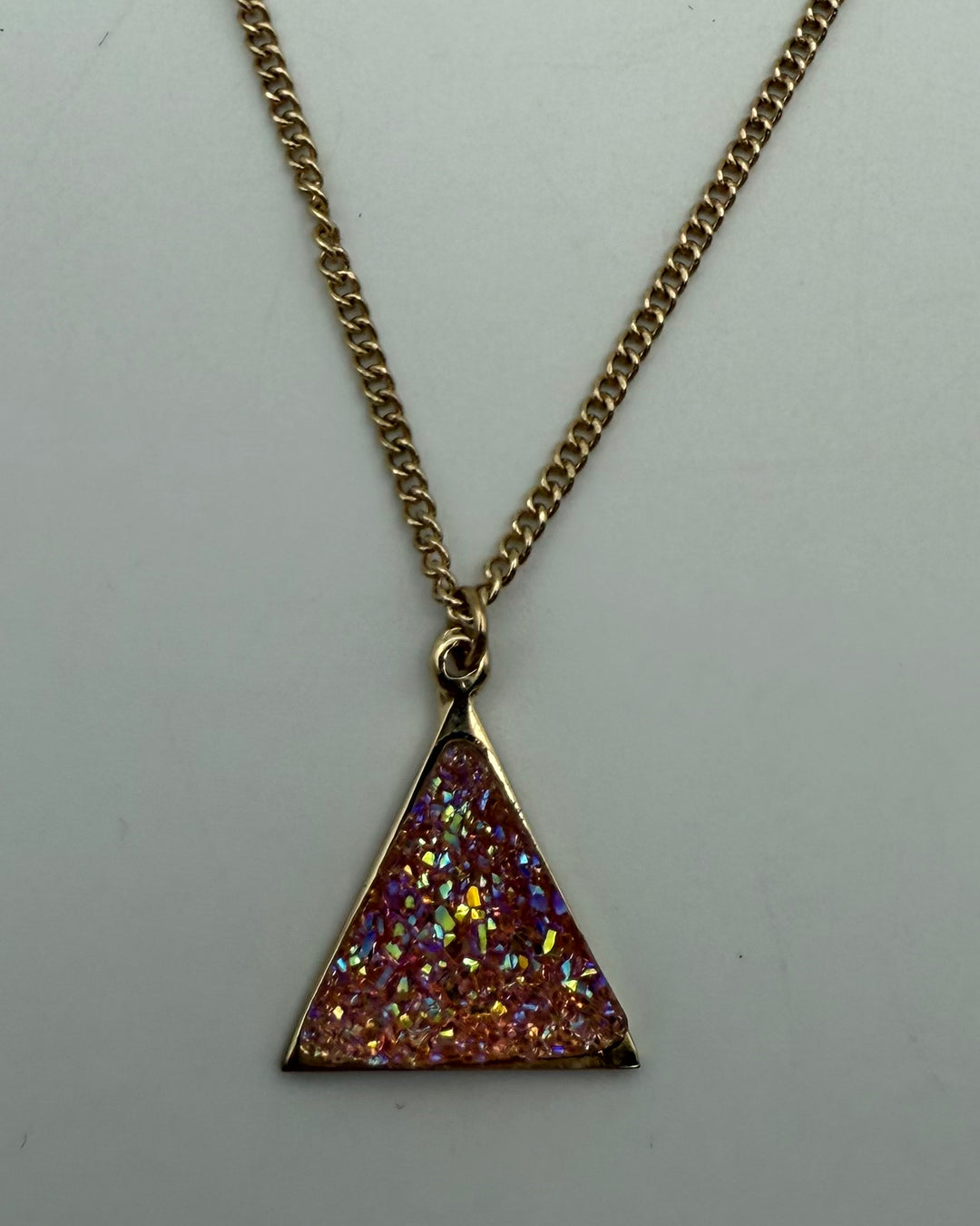 Gold Holographic Triangle Gem Necklace