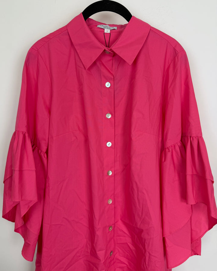 Watermelon Pink Shirt Dress - Size 8/10 and 16/18