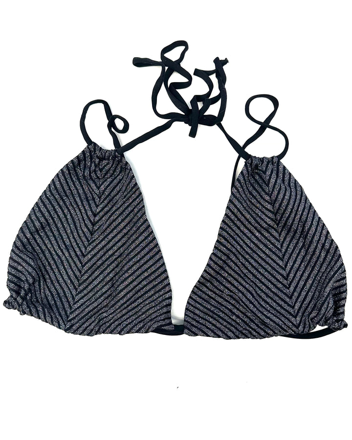 Metallic Black Double Strap Bikini Top - Extra Extra Large and Extra Extra Extra Large