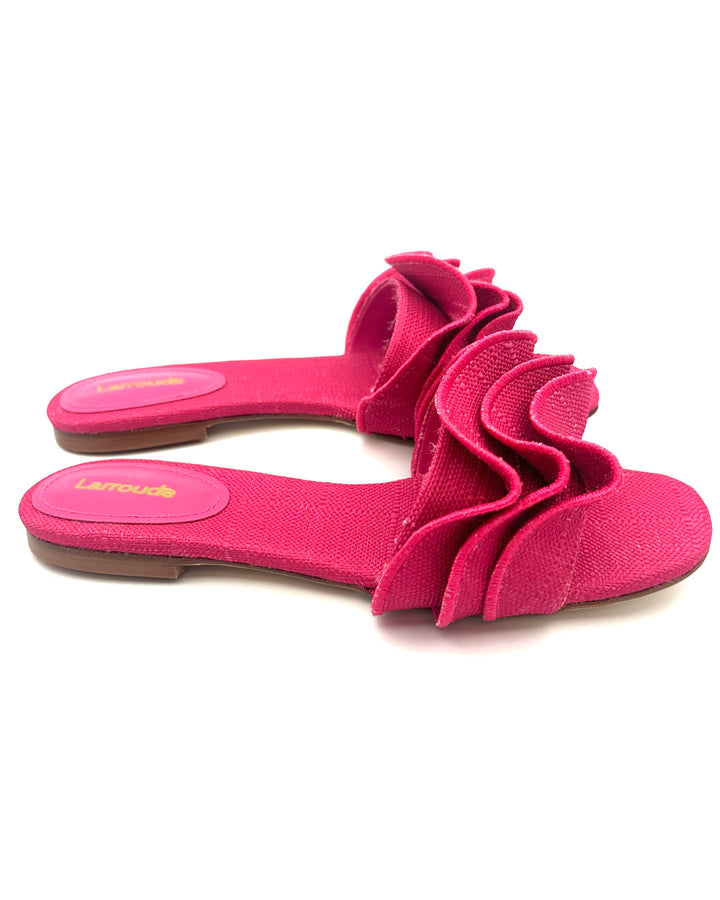 Pink Raffia Ruffle Sandal - Size 6.5