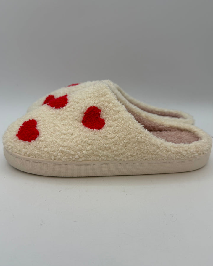 Fuzzy Heart Slippers - Size 7