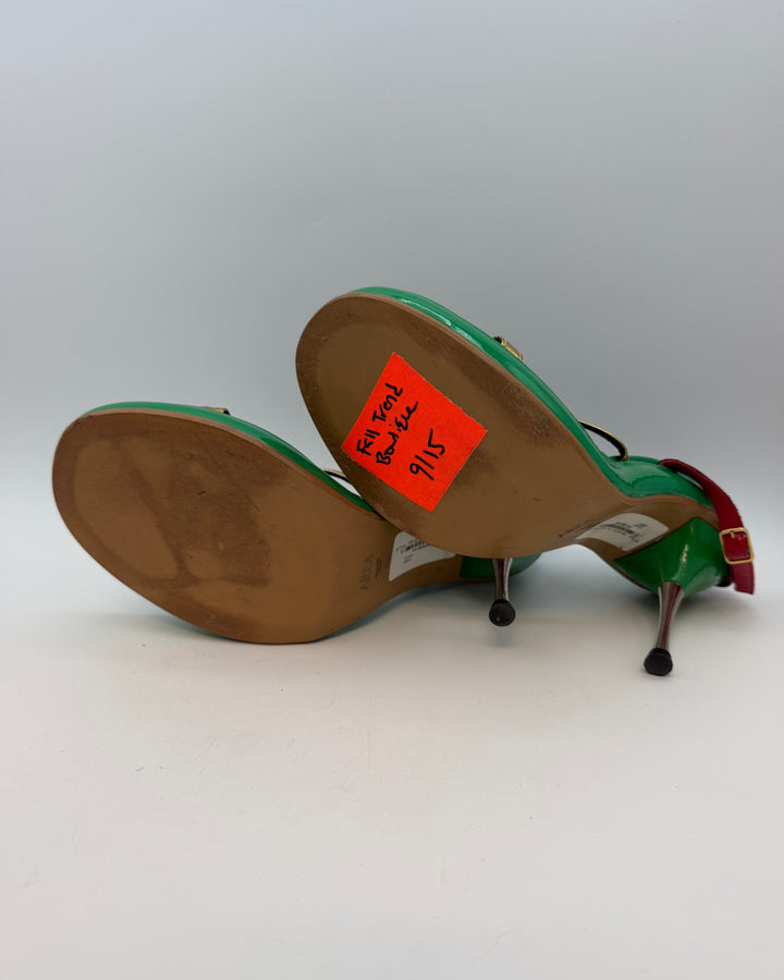 Platform Green, Red and Gold Heels - Size 40