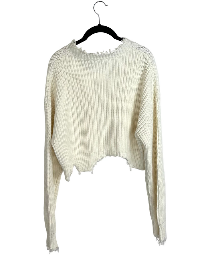 Ivory Distressed Sweater - Size 4/6