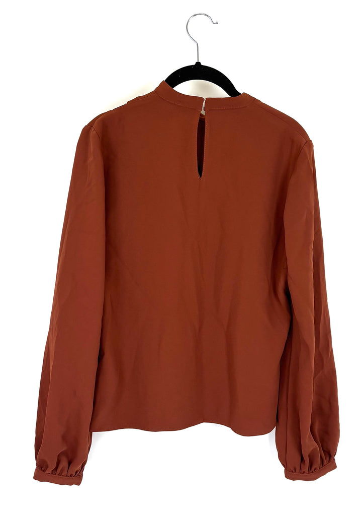 Brown Long Sleeve Top with Cut Out - Size 4/6