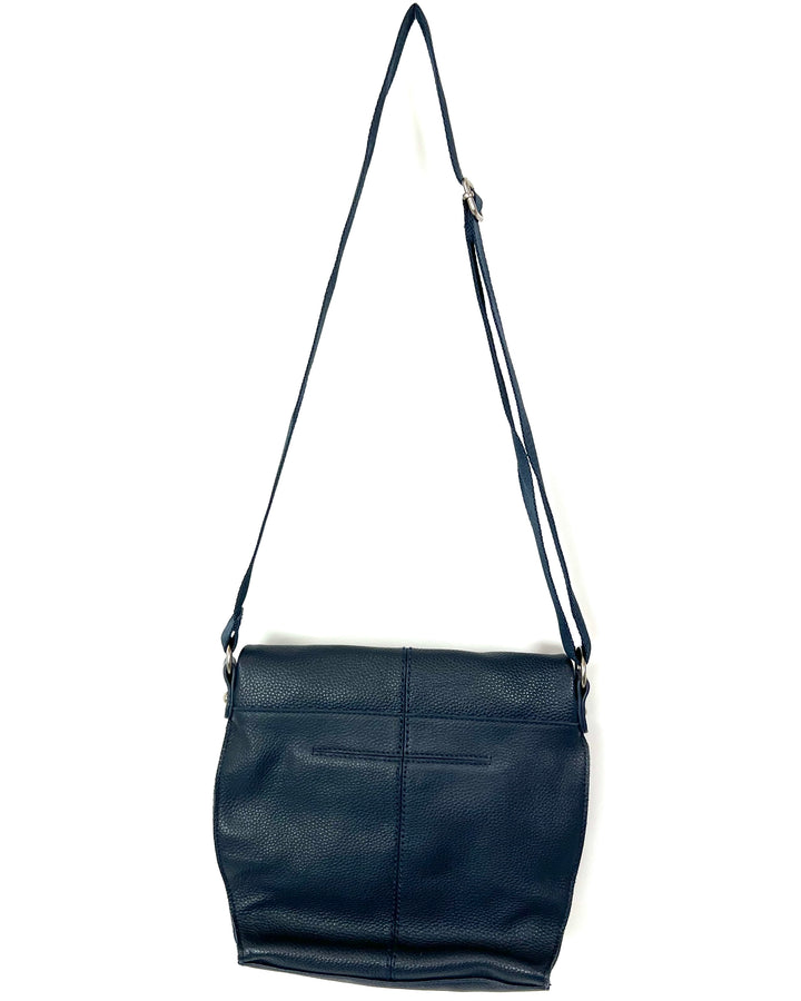 Deep Navy Blue Leather Satchel Bag