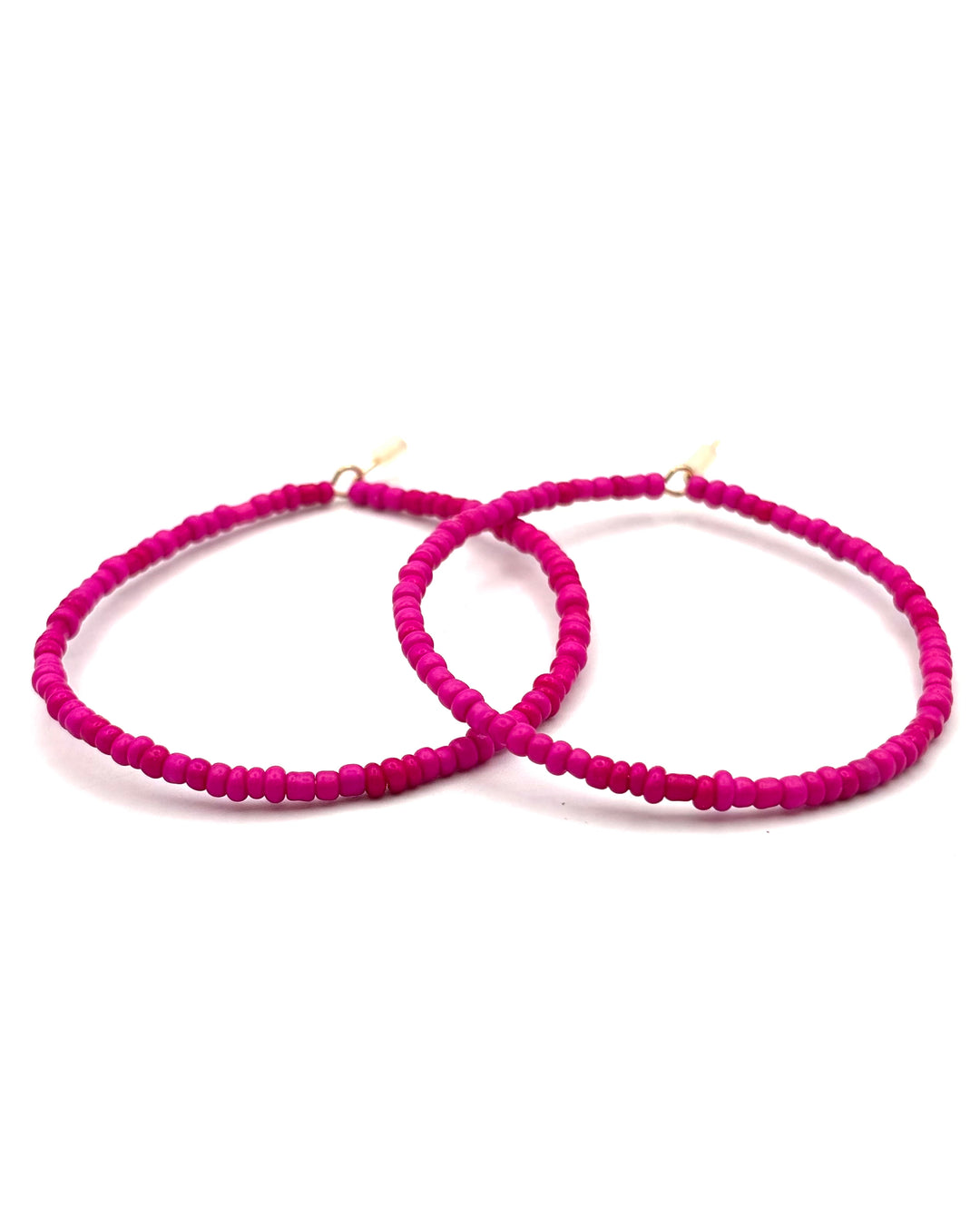 Magenta Pink Beaded Hoop Earring