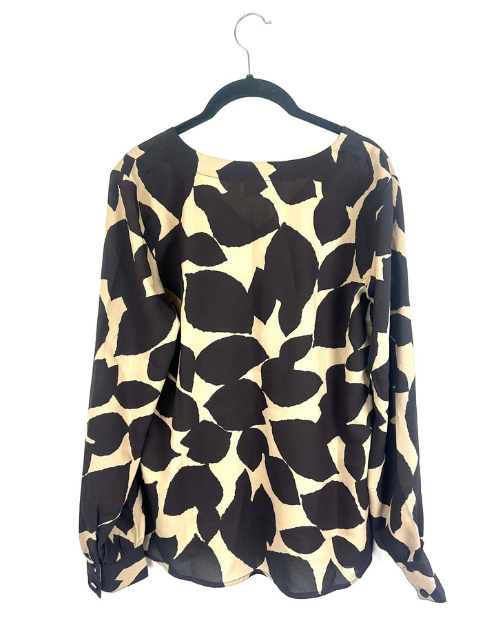 Brown Abstract Long Sleeve Top- Size 6/8
