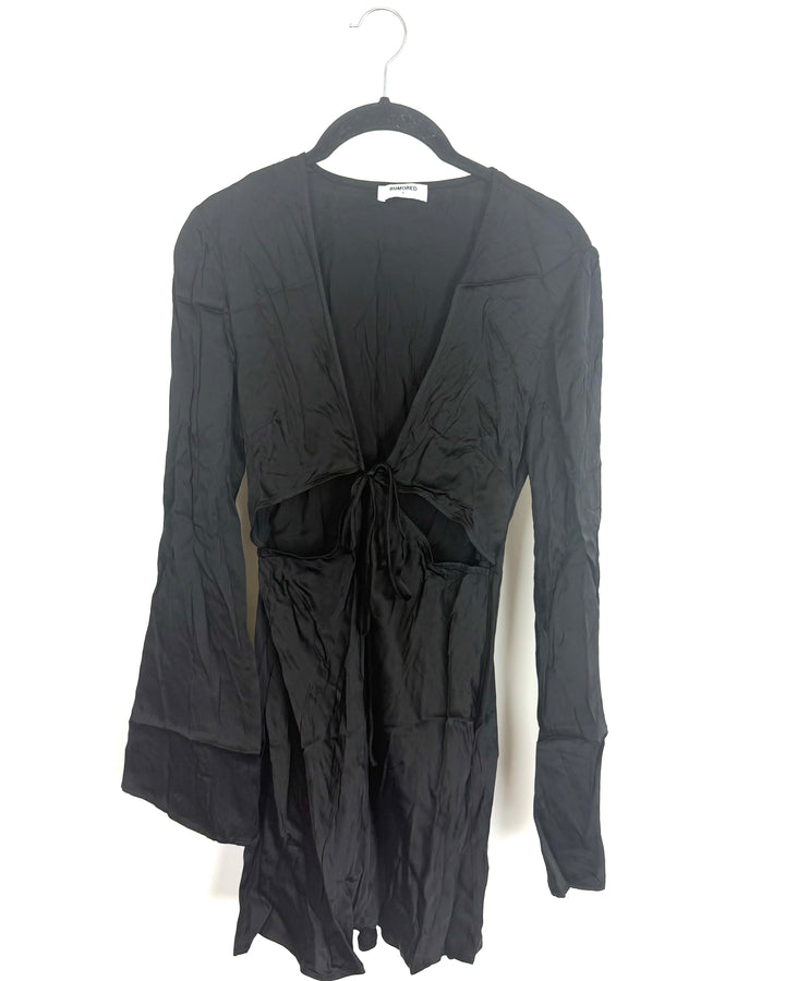 Black Long Sleeved Mini Dress - Size 00/0