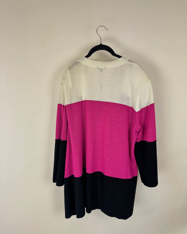 Pink Stripped Cardigan - Size 16/18