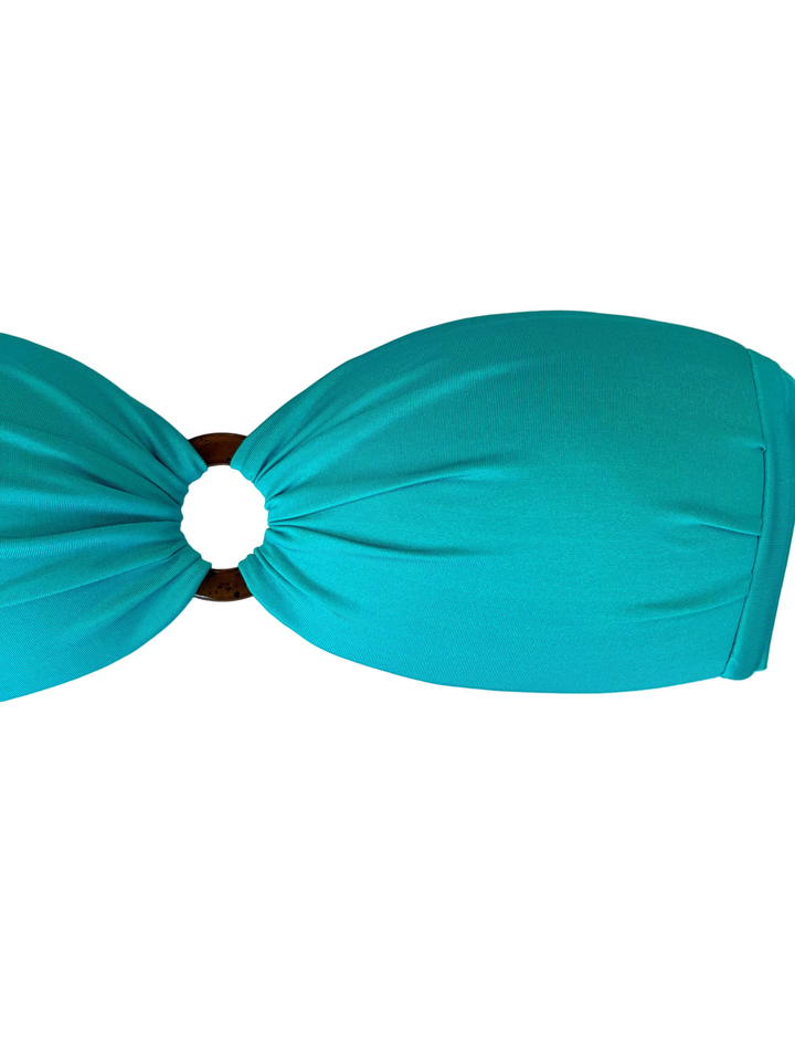 Bright Teal Ring Bandeau Bikini Top - Small and Large