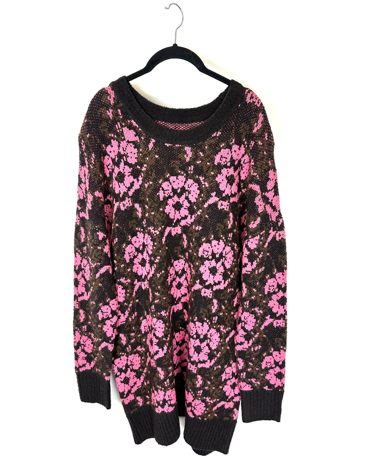 Pink & Brown Knit Sweater - Size 4/6